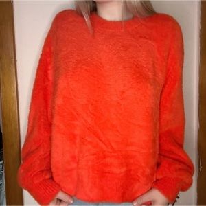 AERIE Bright Orange Fuzzy Sweater.  Size Small